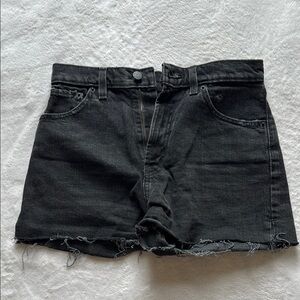 BDG Black Jean Shorts High-Waisted Frayed Hem